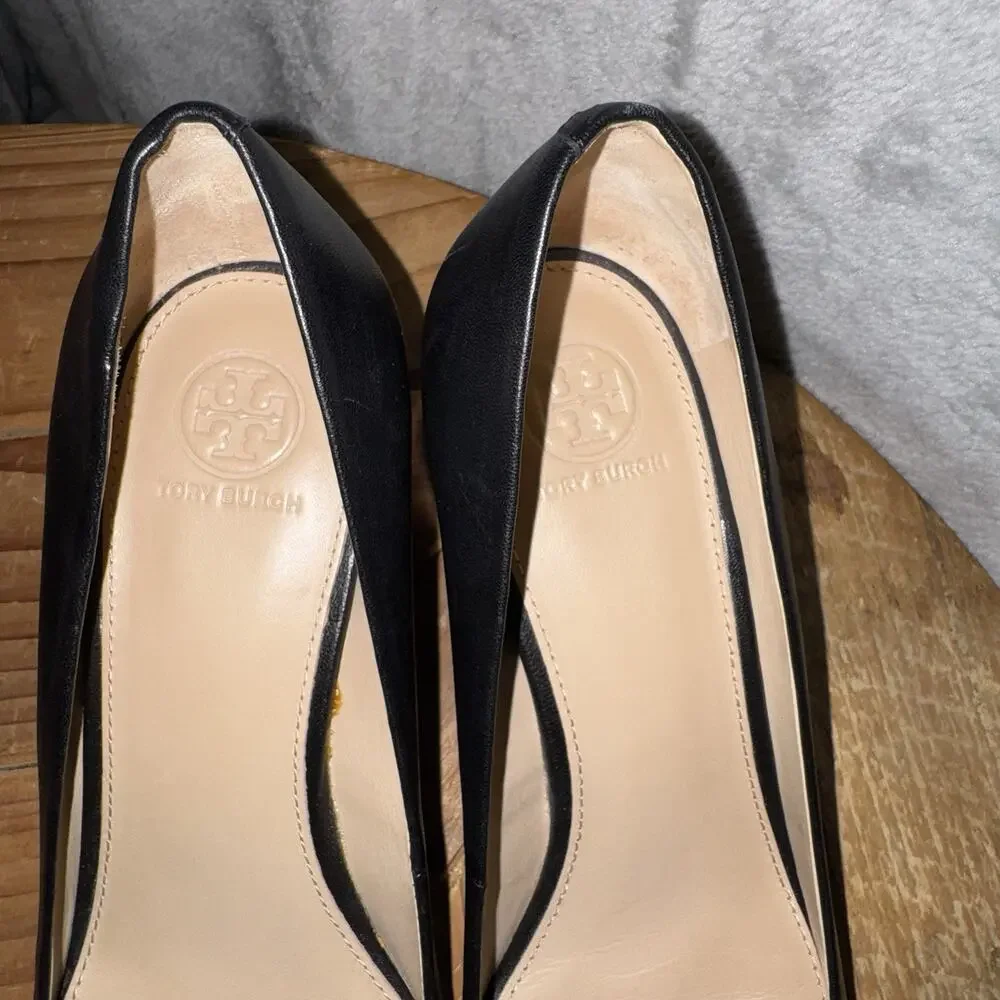 Tory Burch Chelsea 50mm Black Pumps SZ 9.5 Block Heel Clean Girl Professional